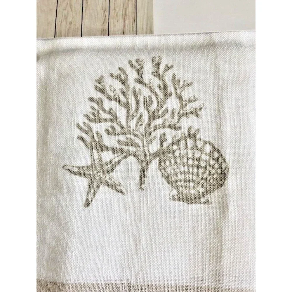 Haus & Haven Guest Towels Set of 2 Coastal Shell Cotton Linen 50/50 Blend